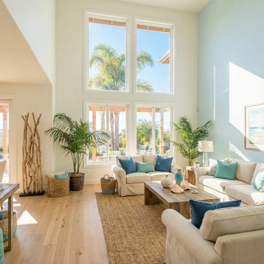Modern energy-efficient windows installed in Huntington Beach coastal home