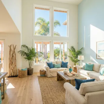 Modern energy-efficient windows installed in Huntington Beach coastal home