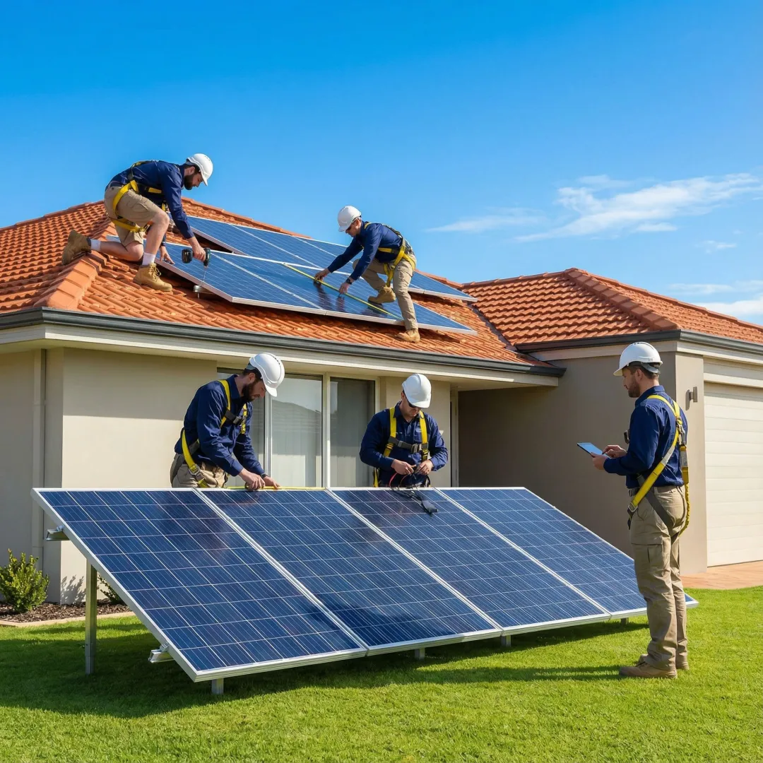 Ground mount solar panel installation in Glendale residential property