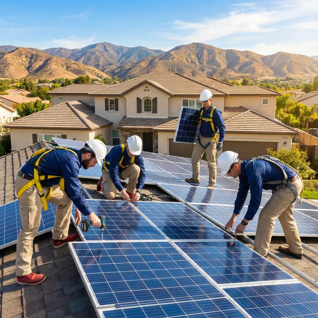 Professional solar panel installation on residential roof in Glendale