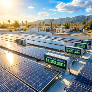 Commercial solar panels generating clean energy for business operations