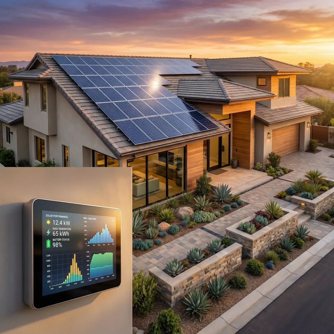 Modern home in Orange with completed solar panel installation showing energy efficiency