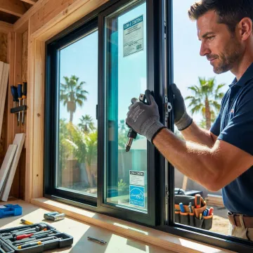 Close-up view of energy-efficient Low-E glass window installation showing professional craftsmanship