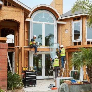 Professional window installation team installing energy-efficient windows in Orange California home