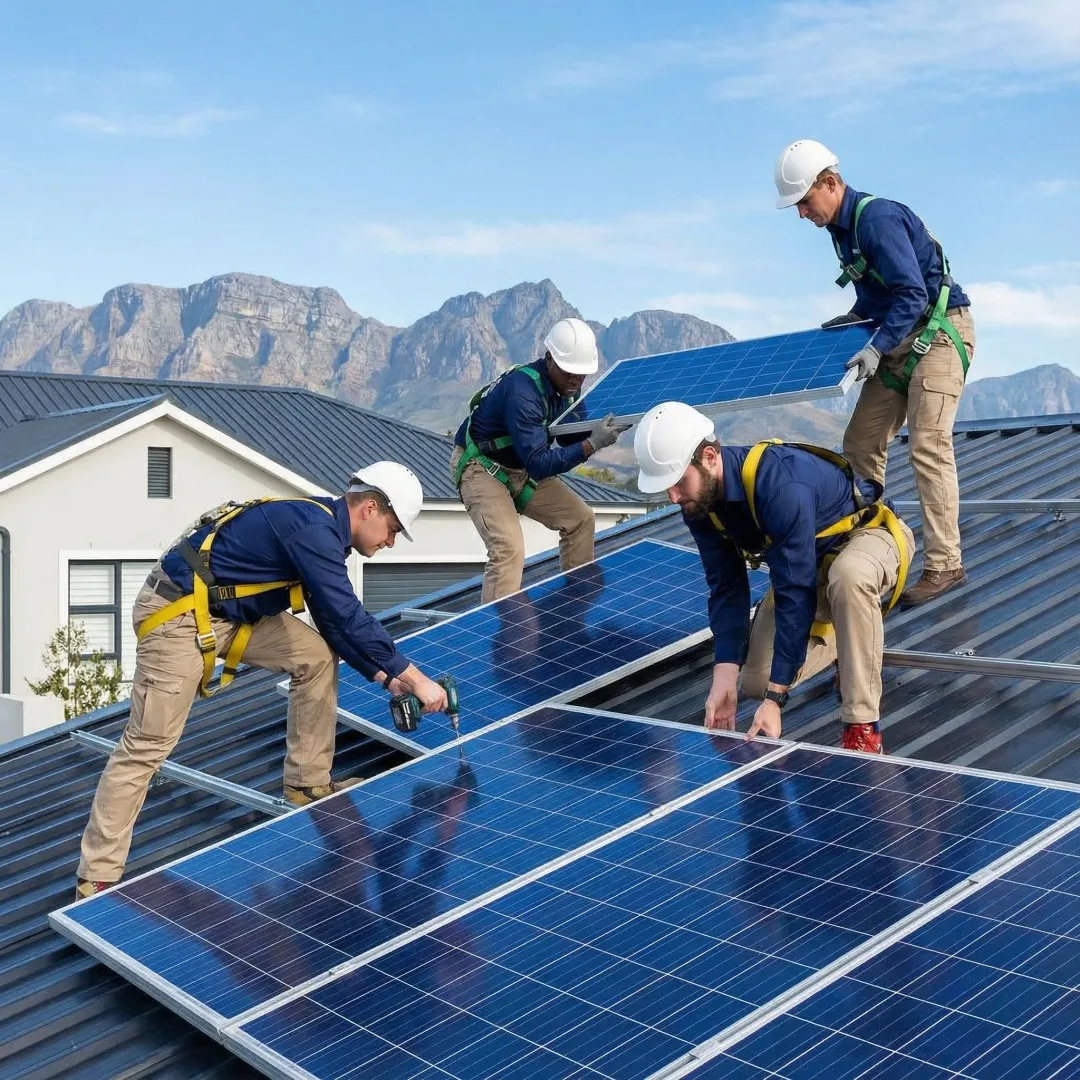 Professional solar panel installation on residential rooftop in Burbank