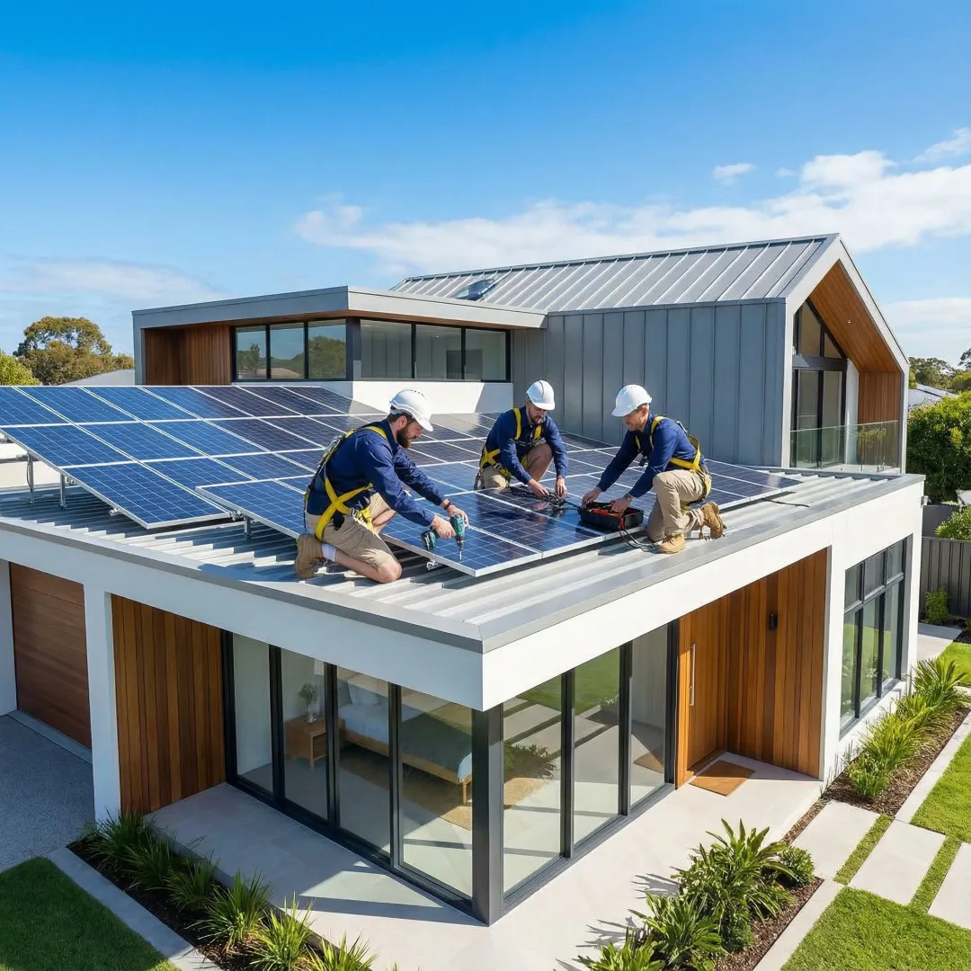 Professional solar panel installation on Costa Mesa residential home roof
