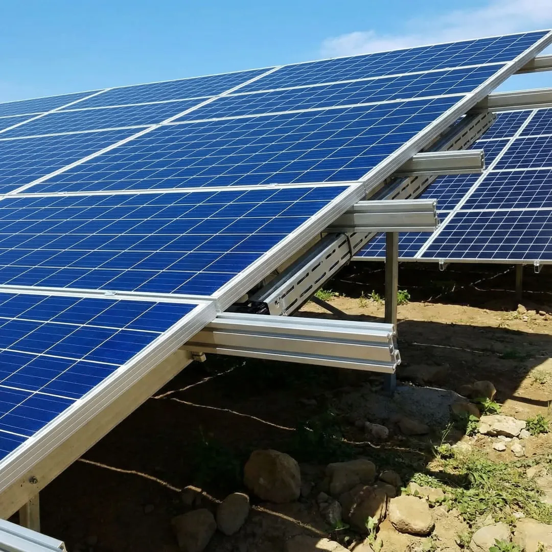 Ground-mounted solar panels with optimal sun exposure and ventilation