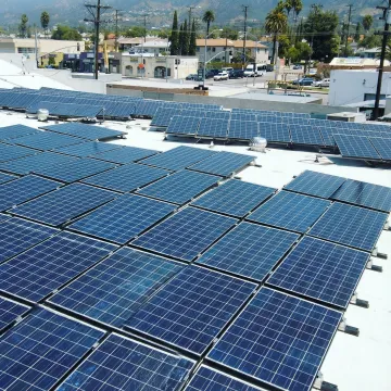 Commercial solar panels generating clean energy for Santa Monica business
