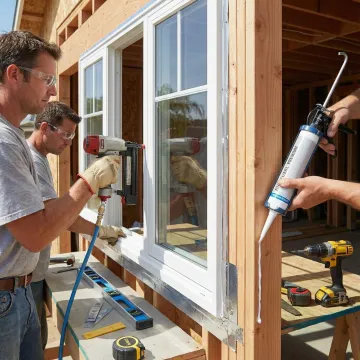Close-up view of energy-efficient window installation process showing professional techniques