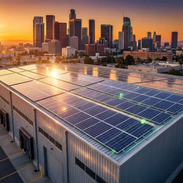 Large commercial solar array generating clean energy