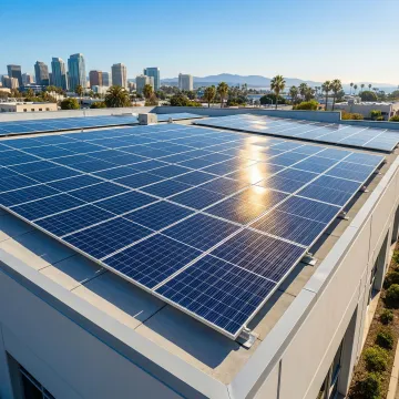 Commercial building in San Diego with rooftop solar panel installation
