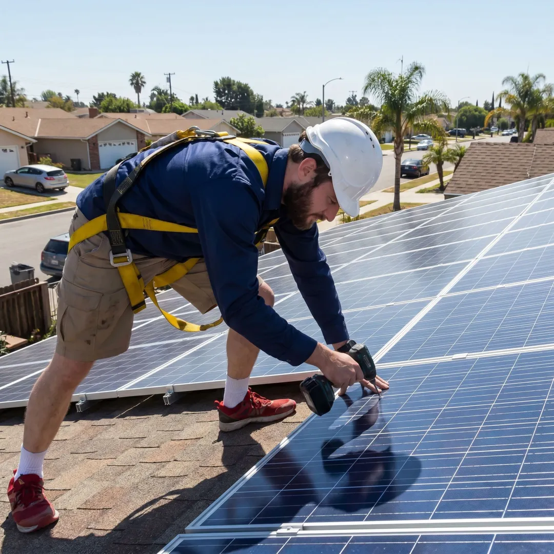 Solar panels installed on an Anaheim home