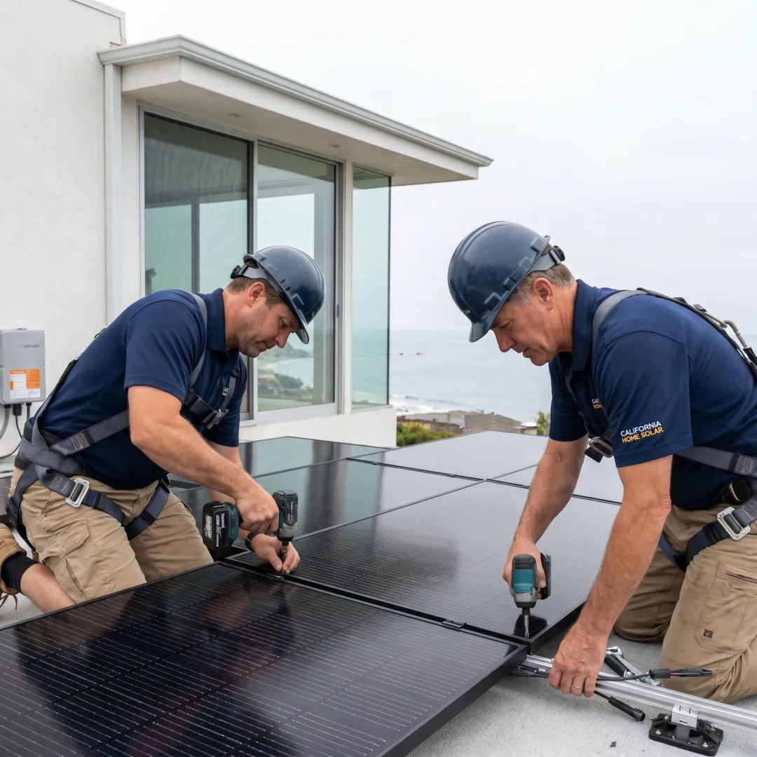 Residential solar panels on a Malibu home