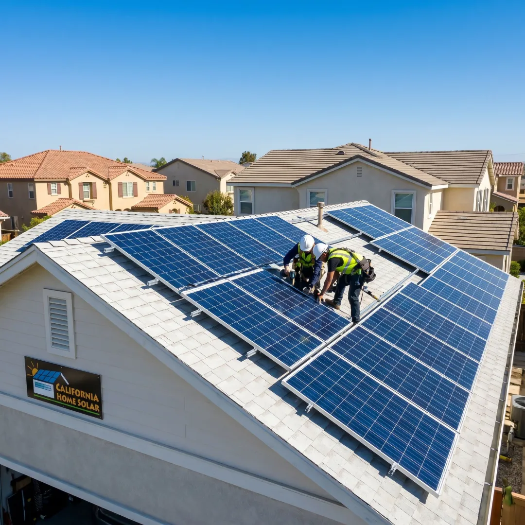 Roof and solar panel installation on a Southern California home