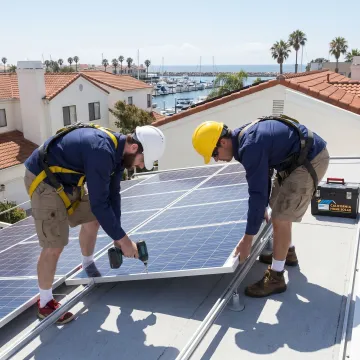 Solar panels installed on a Marina del Rey roof