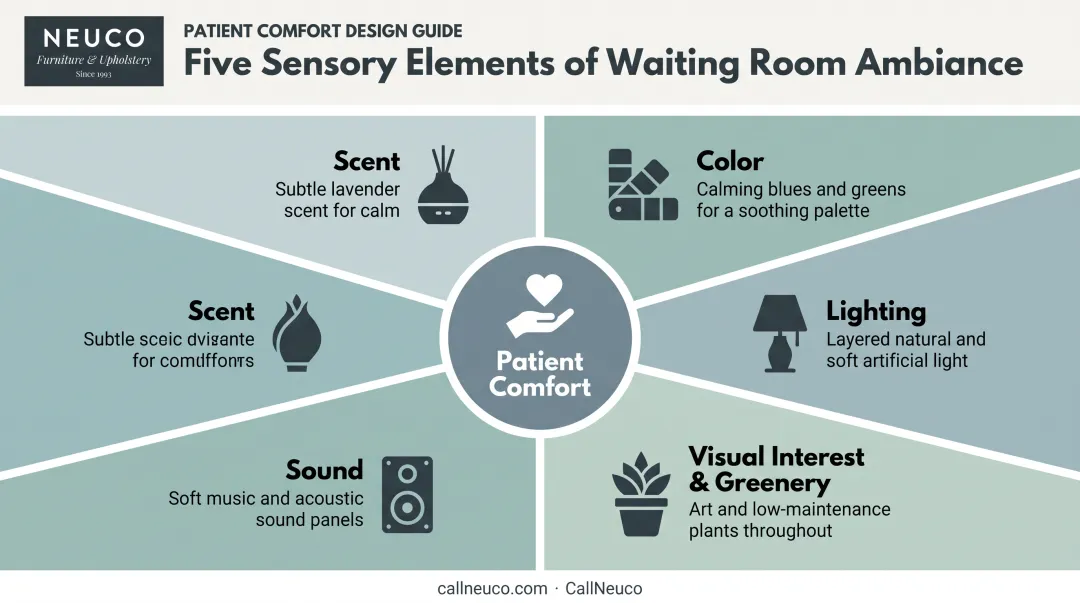 Five sensory design elements for calming healthcare waiting room ambiance