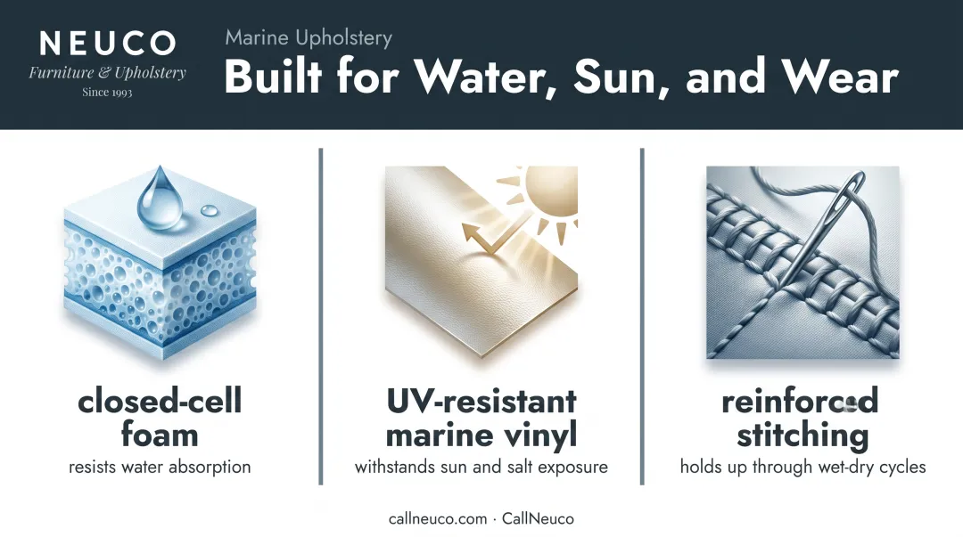 Three core materials used in Edgewater factory boat cushions