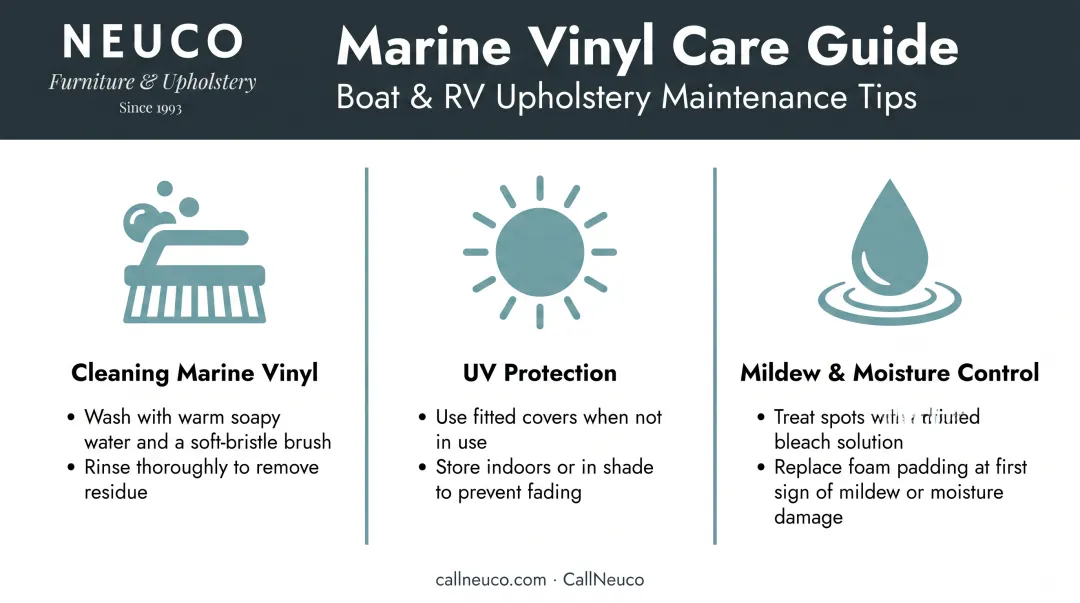 Three essential care categories for maintaining marine boat cushions