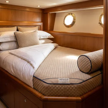Custom mattress fitted in a yacht cabin