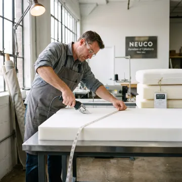 Custom foam cushions prepared for commercial seating