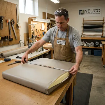 Custom medical exam table cushion in production