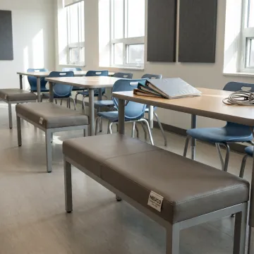 Modern classroom with flexible upholstered seating
