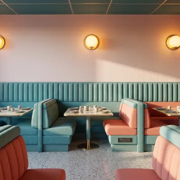 Upholstered restaurant booth seating
