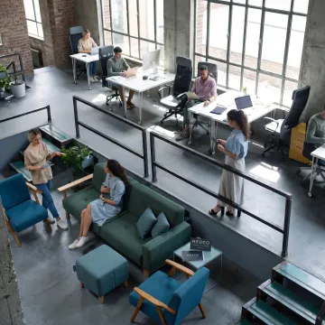 Modern office with coordinated commercial furniture