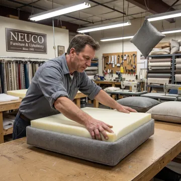 Fresh foam insert fitted inside a couch cushion cover