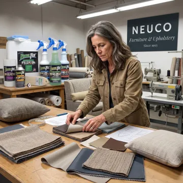 Fabric swatches and custom commercial cushion samples