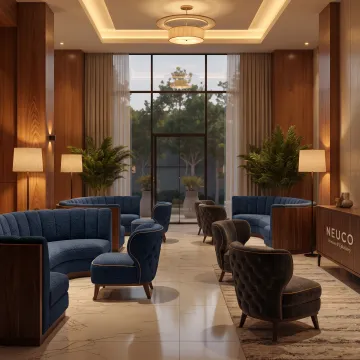 Elegant hotel lobby with custom upholstered seating