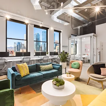 Modern office desks in a Denver workspace