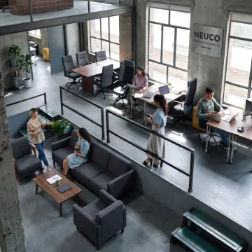 Modern commercial office with coordinated furniture