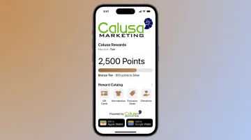 Digital loyalty card interface displaying points tracking and tiered reward catalog
