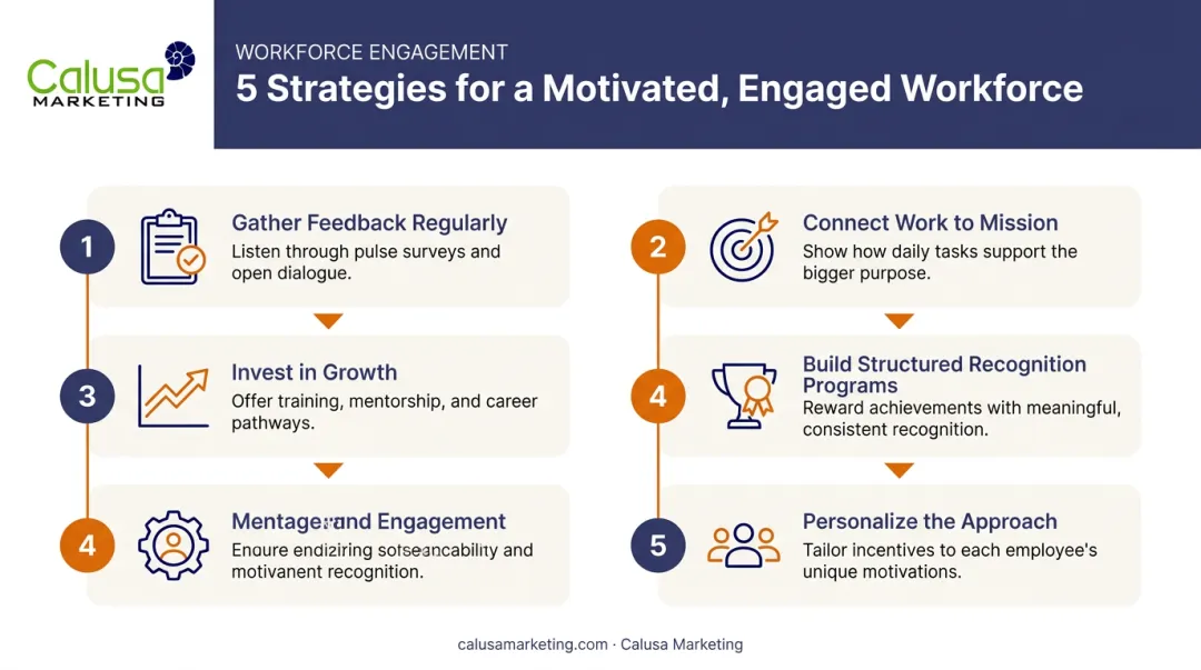 Five-step process to build motivated and engaged workforce strategy