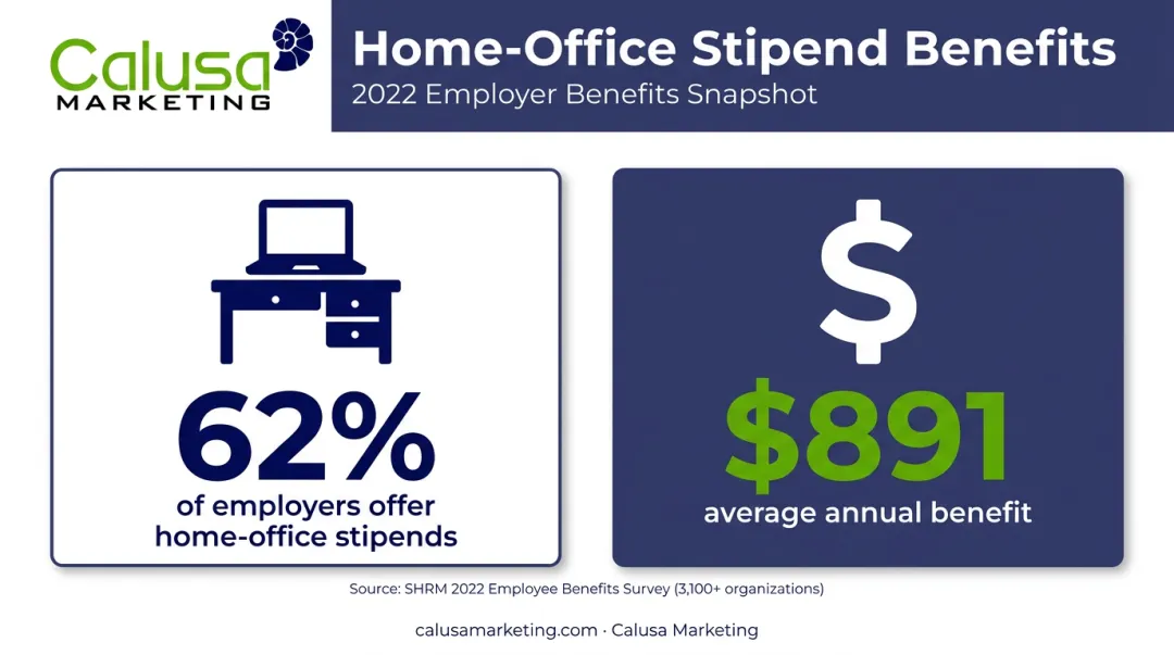 62 percent employer adoption rate for remote work stipends statistic
