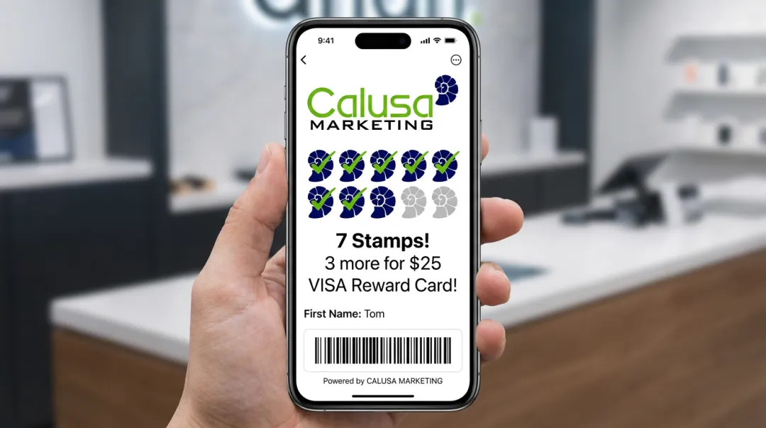 Digital loyalty punch card displayed in customer's mobile wallet