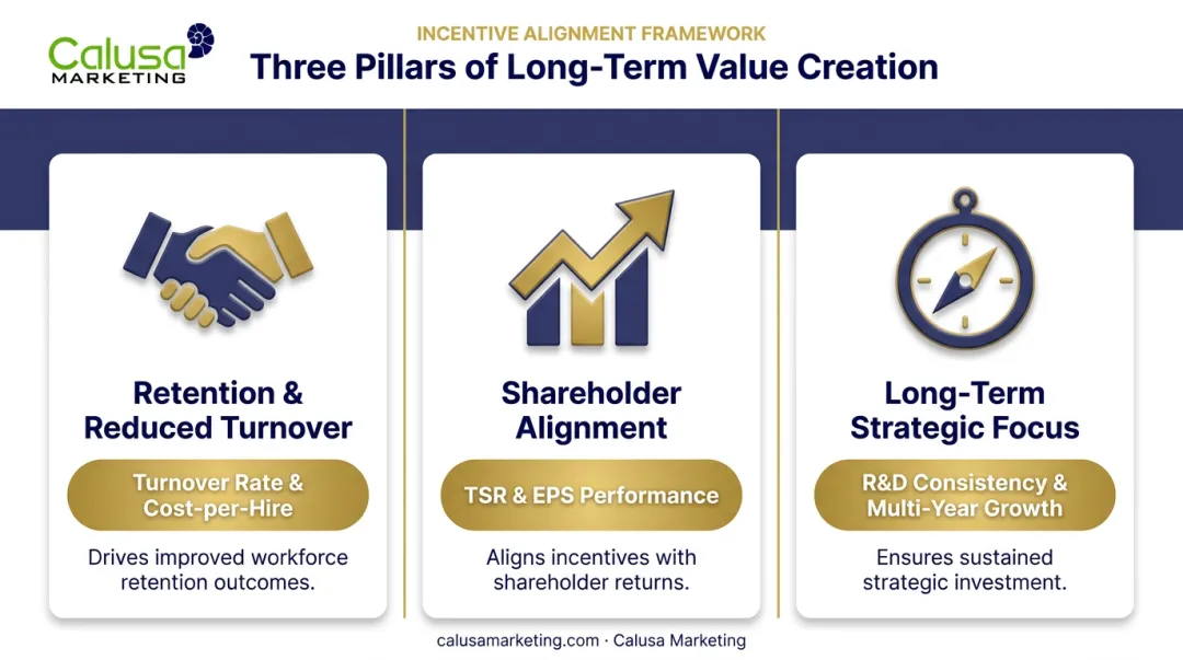 Three key advantages of long-term incentive plans infographic overview