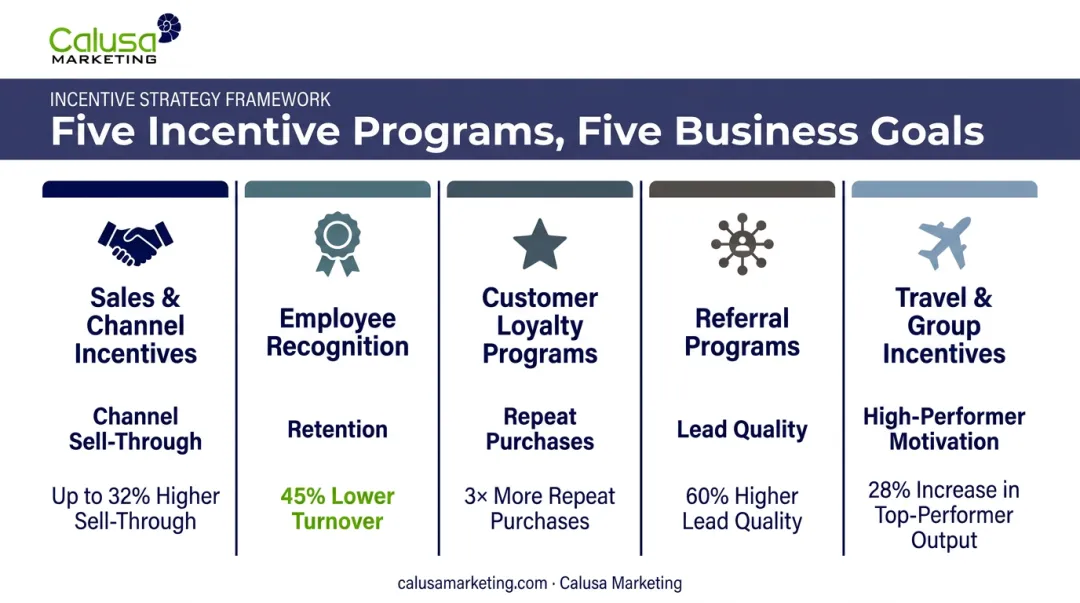 5 incentive program types matched to specific business goals