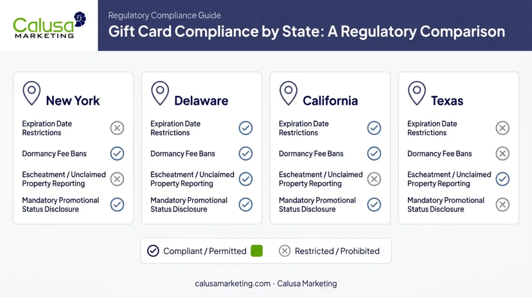 State-by-state promotional certificate compliance requirements comparison chart