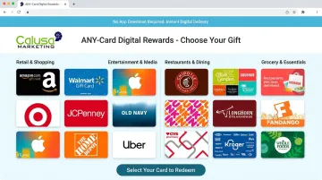 Calusa Marketing ANY-Card digital reward selection interface screenshot