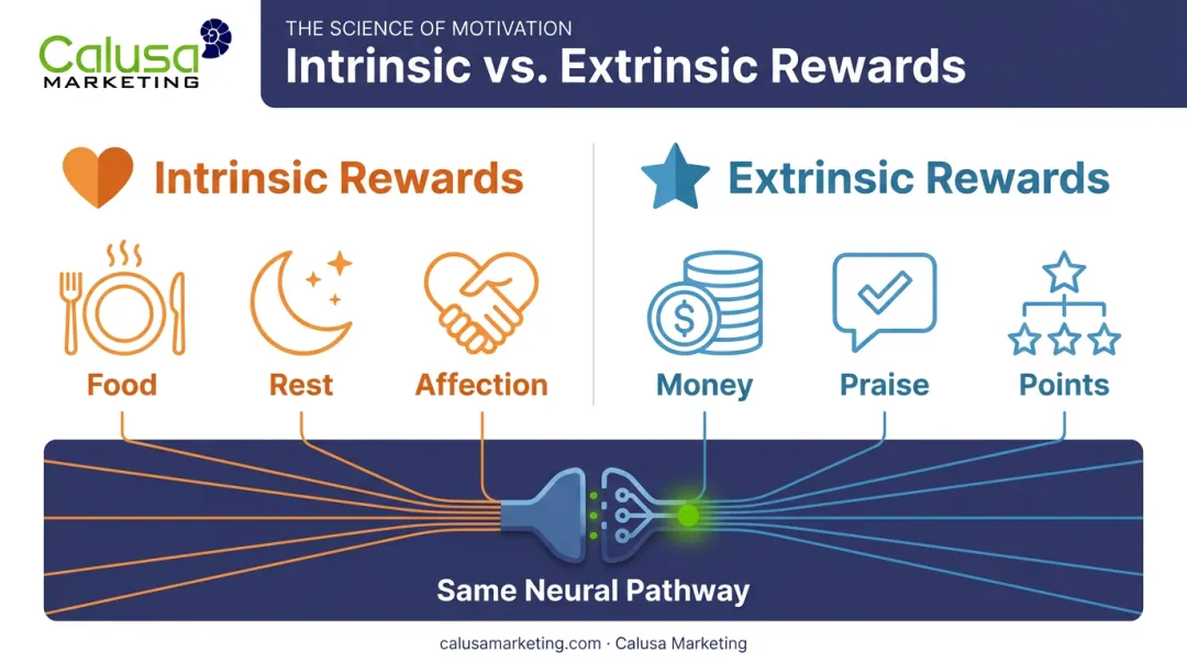 Intrinsic versus extrinsic rewards comparison chart with examples