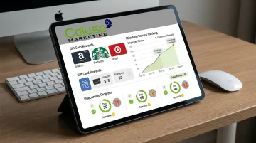Employee recognition platform interface displaying milestone rewards and gift card options