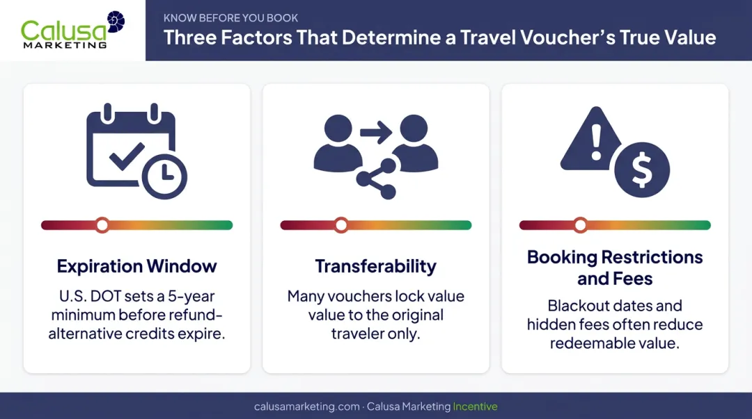 Three key factors affecting travel voucher usable value comparison chart