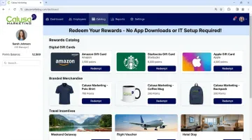 Calusa Marketing cloud-based employee reward platform dashboard interface