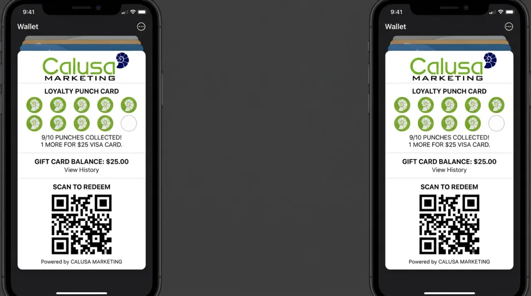 Digital loyalty punch card displayed on smartphone mobile wallet screen