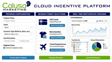 Calusa Marketing cloud-based incentive program dashboard interface screenshot