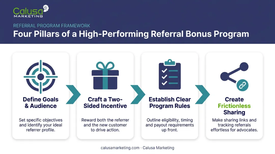 Four core components of a high-performing referral program framework