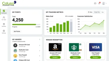 Calusa Marketing incentive platform dashboard displaying points and rewards tracking