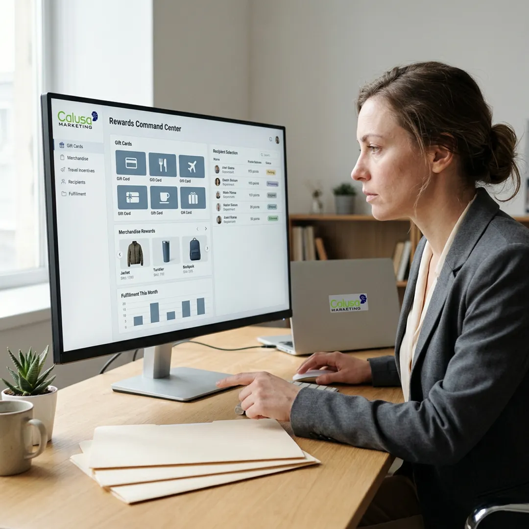 Business gifting platform dashboard with reward options